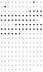 Mapa de caracteres da fonte JLR Simple Hearts