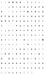 Mapa de caracteres da fonte Josschrift Bold