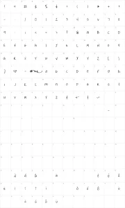 Mapa de caracteres da fonte Joyful Juliana