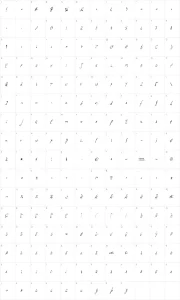 Mapa de caracteres da fonte JP Hand Slanted