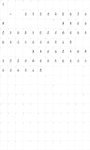 Mapa de caracteres da fonte JS Snowbiz