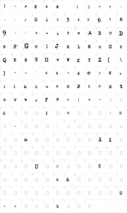 Mapa de caracteres da fonte Junko's Typewriter
