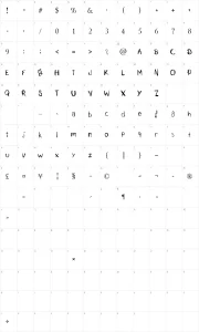 Mapa de caracteres da fonte Just Jessie