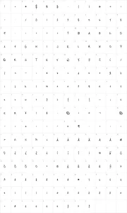 Mapa de caracteres da fonte Just Me Again Down Here