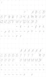 Mapa de caracteres da fonte Just Signature