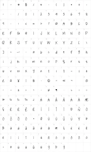 Mapa de caracteres da fonte Just The Way You Are