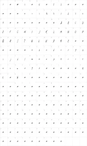 Mapa de caracteres da fonte Just Write DT