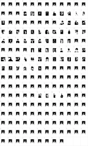 Mapa de caracteres da fonte Justin Bieber