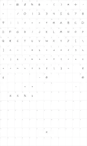 Mapa de caracteres da fonte Justy1