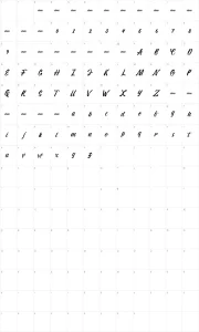 Mapa de caracteres da fonte Kadisoka Script