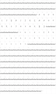 Mapa de caracteres da fonte Kaiyila Script