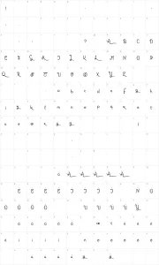 Mapa de caracteres da fonte Karl Wright Script