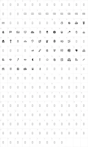 Mapa de caracteres da fonte KB ABC Doodles