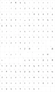 Mapa de caracteres da fonte Keetano Gaijin + Katakana
