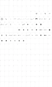 Mapa de caracteres da fonte KG Arrows