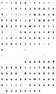 Mapa de caracteres da fonte KG Happy