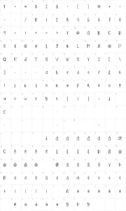 Mapa de caracteres da fonte KG Only Hope