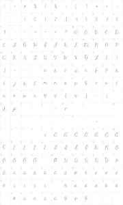 Mapa de caracteres da fonte KG Only Human