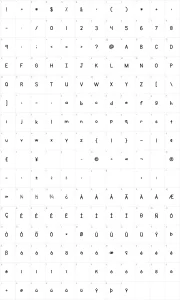 Mapa de caracteres da fonte KG Primary Penmanship