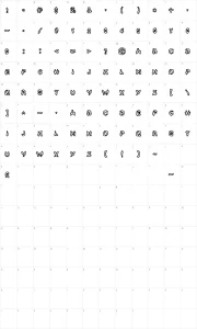 Mapa de caracteres da fonte Kick To The Face