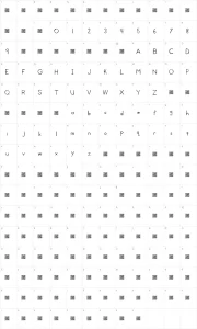 Mapa de caracteres da fonte Kid Print