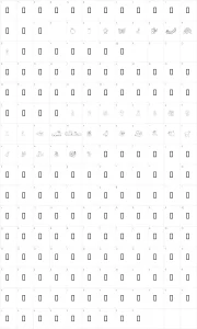 Mapa de caracteres da fonte Kiddy Ding