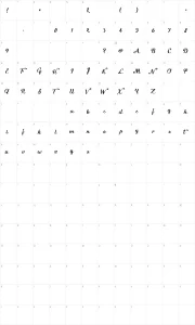 Mapa de caracteres da fonte Kikelet Brush