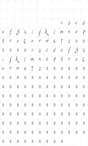 Mapa de caracteres da fonte Killigraphy
