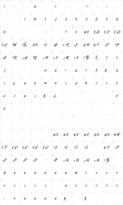 Mapa de caracteres da fonte King Lionel