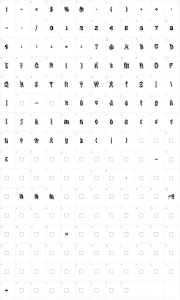 Mapa de caracteres da fonte Kingthings Annex
