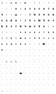 Mapa de caracteres da fonte Kingthings Eggypeg