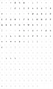 Mapa de caracteres da fonte Kingthings Foundation