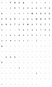 Mapa de caracteres da fonte Kingthings Printingkit