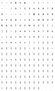 Mapa de caracteres da fonte Kingthings Serifique