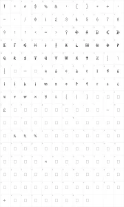 Mapa de caracteres da fonte Kingthings Tendrylle