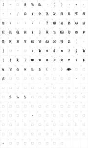 Mapa de caracteres da fonte Kingthings Willow