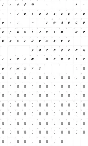 Mapa de caracteres da fonte Knife Fight Ballet