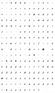 Mapa de caracteres da fonte Komika Text