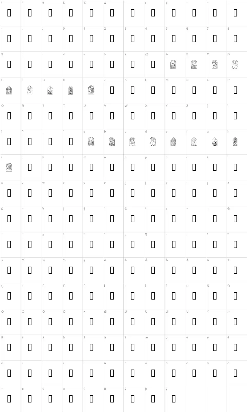 Mapa de caracteres da fonte KR Easter Windows
