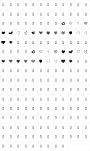 Mapa de caracteres da fonte KR Heartalicious