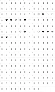 Mapa de caracteres da fonte KR Heartfelt