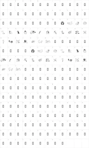 Mapa de caracteres da fonte KR Lil Buddies
