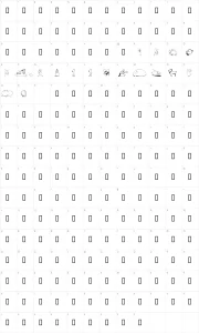 Mapa de caracteres da fonte KR Scrappin Animals