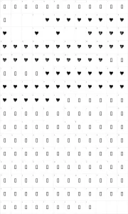 Mapa de caracteres da fonte KR Scribble Heart
