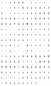 Mapa de caracteres da fonte Kreepshow Frigid