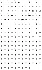 Mapa de caracteres da fonte Kremlin Chairman