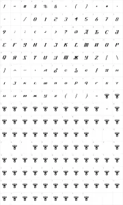 Mapa de caracteres da fonte Kremlin Soviet