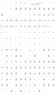 Mapa de caracteres da fonte La Sonnambula