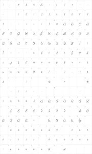 Mapa de caracteres da fonte Lace