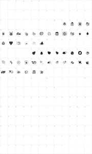 Mapa de caracteres da fonte Ladybug Dings